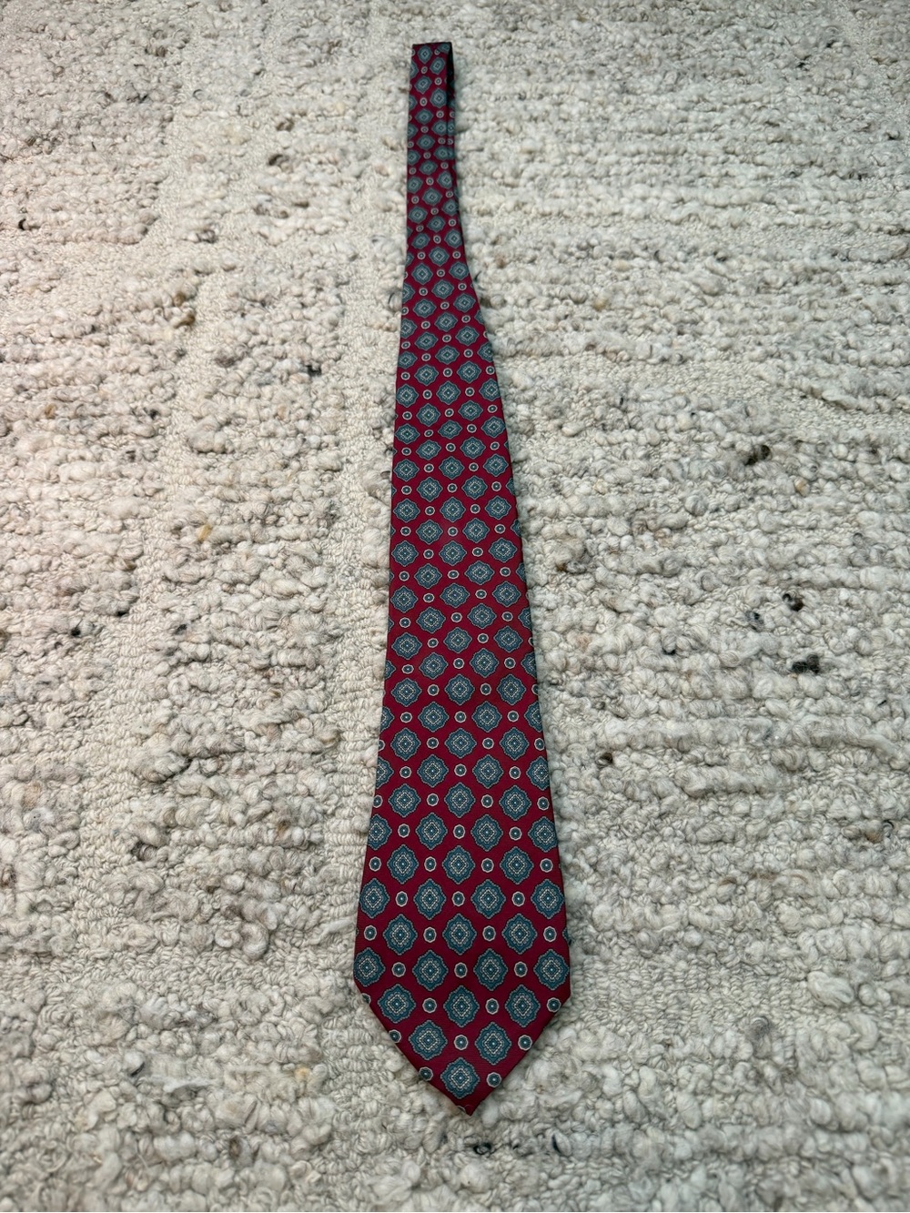 Dior Men's Burgundy Geometric Medallion Tie